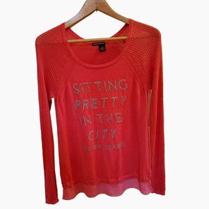 DKNY Jeans Sweater Size M, Coral Pink, Layered Look, Sitting Pretty In the City